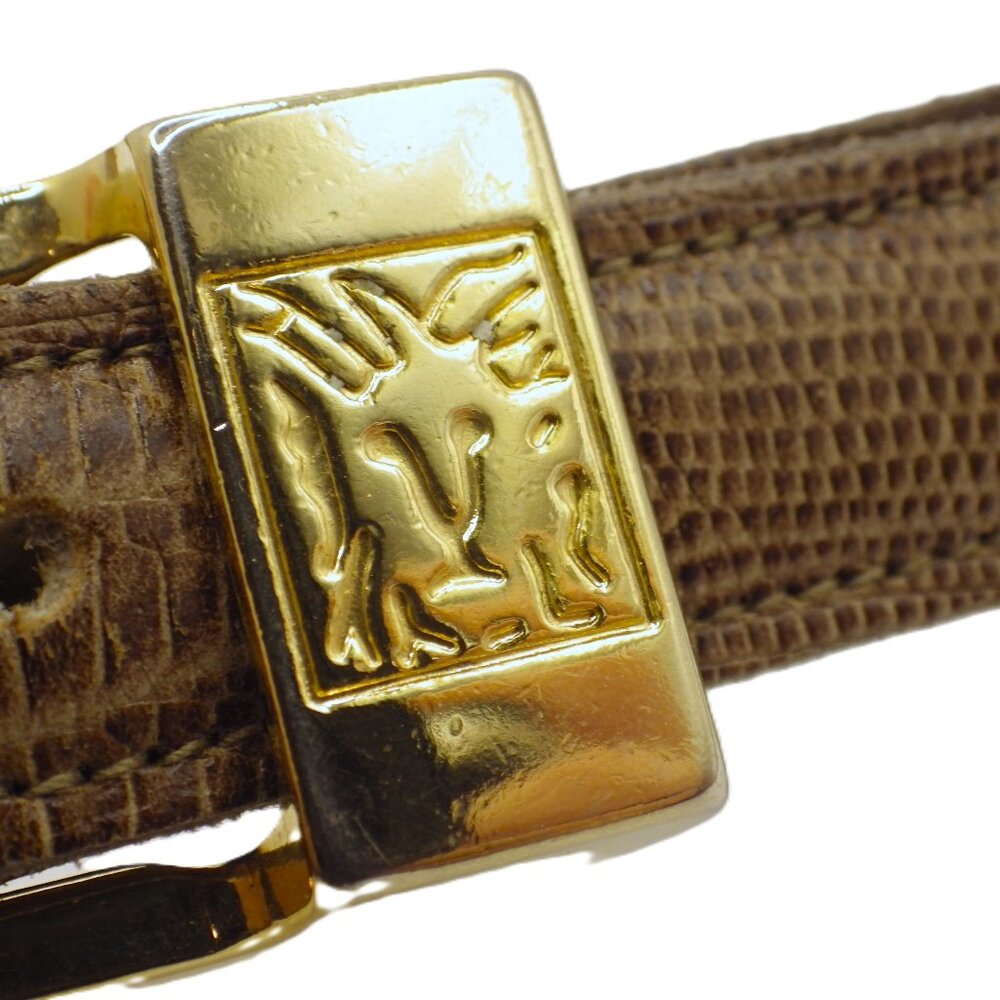 Vintage Anne Klein Leather Snakeskin Print Brown Skinny Belt